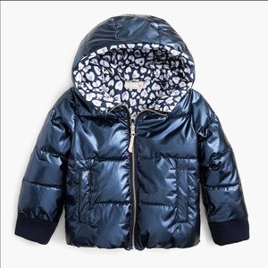 Crewcuts GIRLS' REVERSIBLE METALLIC PUFFER JACKET W/ ECO-FRIENDLY PRIMALOFT® 6/7